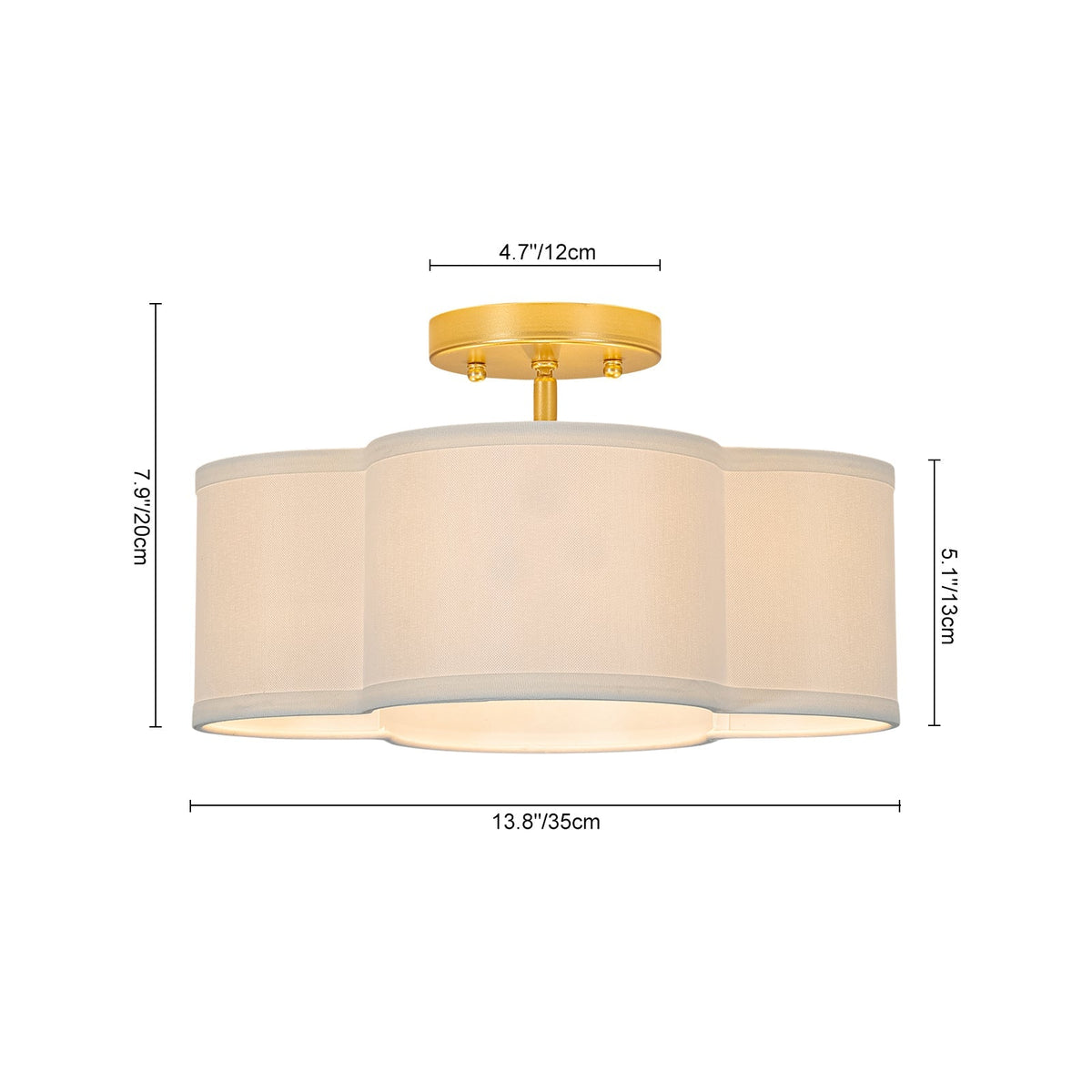 4-Light White Fabric Quatrefoil Cage Semi Flush Mount