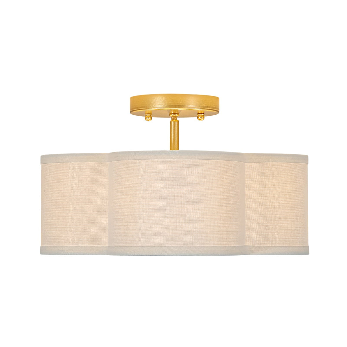4-Light White Fabric Quatrefoil Cage Semi Flush Mount