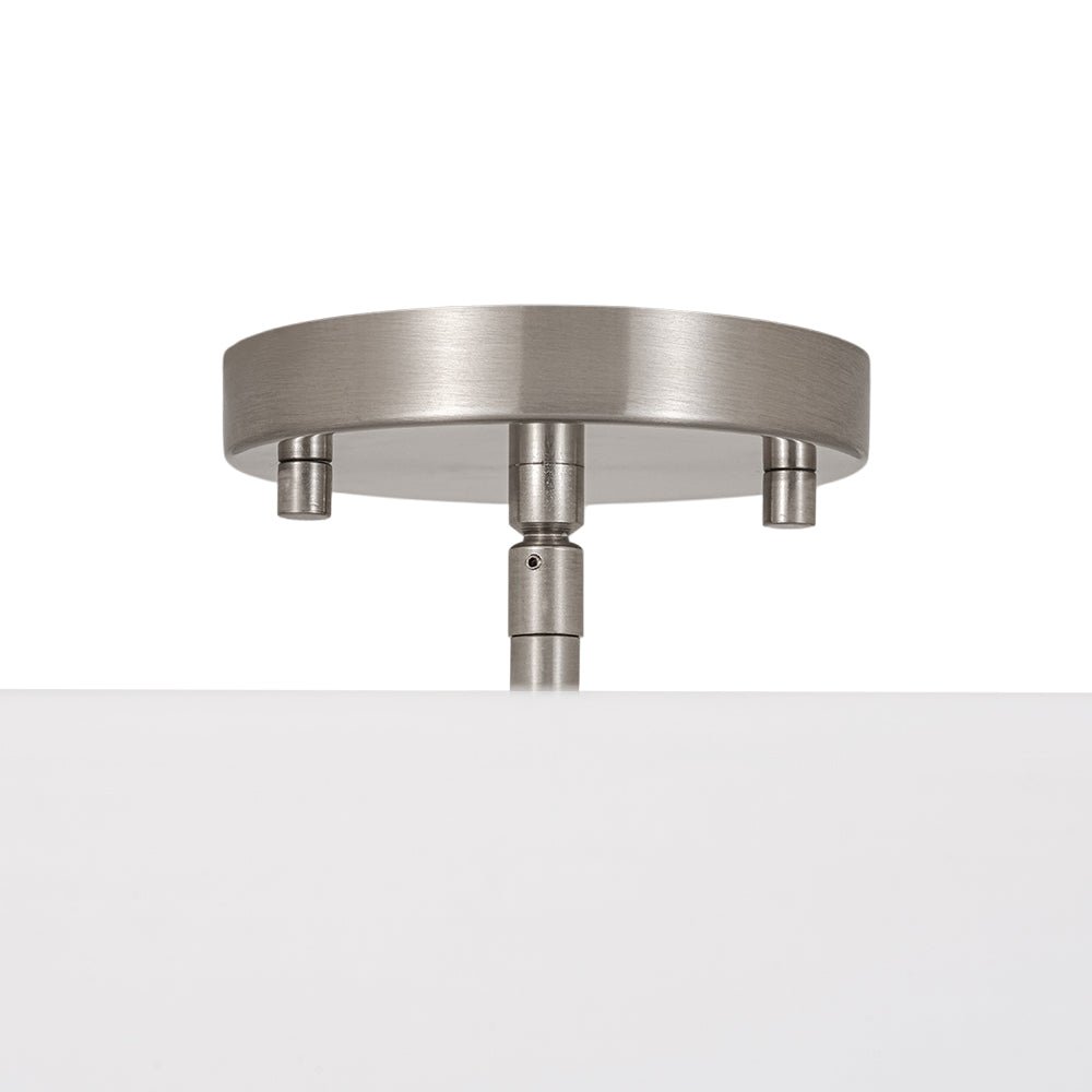 4-Light White Linen Round Drum Semi Flush Mount