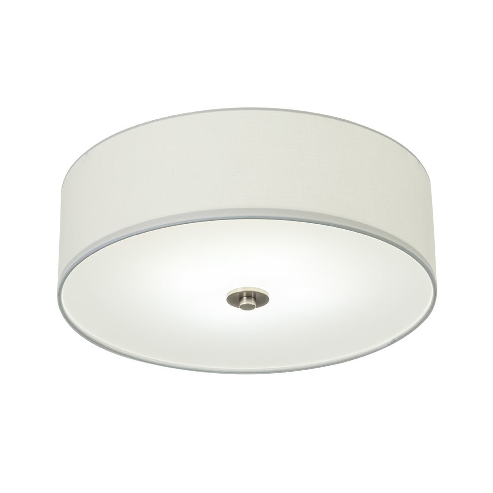 4-Light White Linen Round Drum Semi Flush Mount