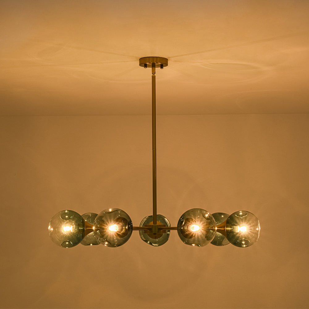 7-light Gradient Blue Glass Globe Round Sputnik Chandelier