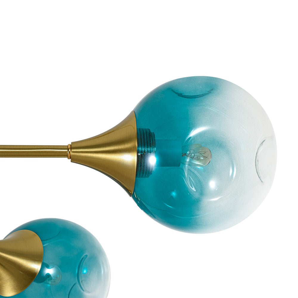 7-light Gradient Blue Glass Globe Round Sputnik Chandelier