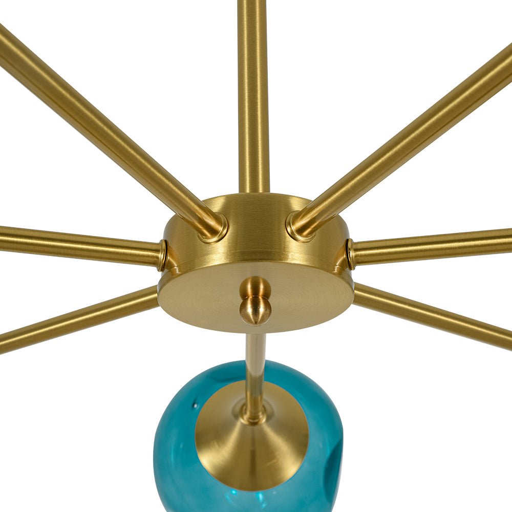 7-light Gradient Blue Glass Globe Round Sputnik Chandelier