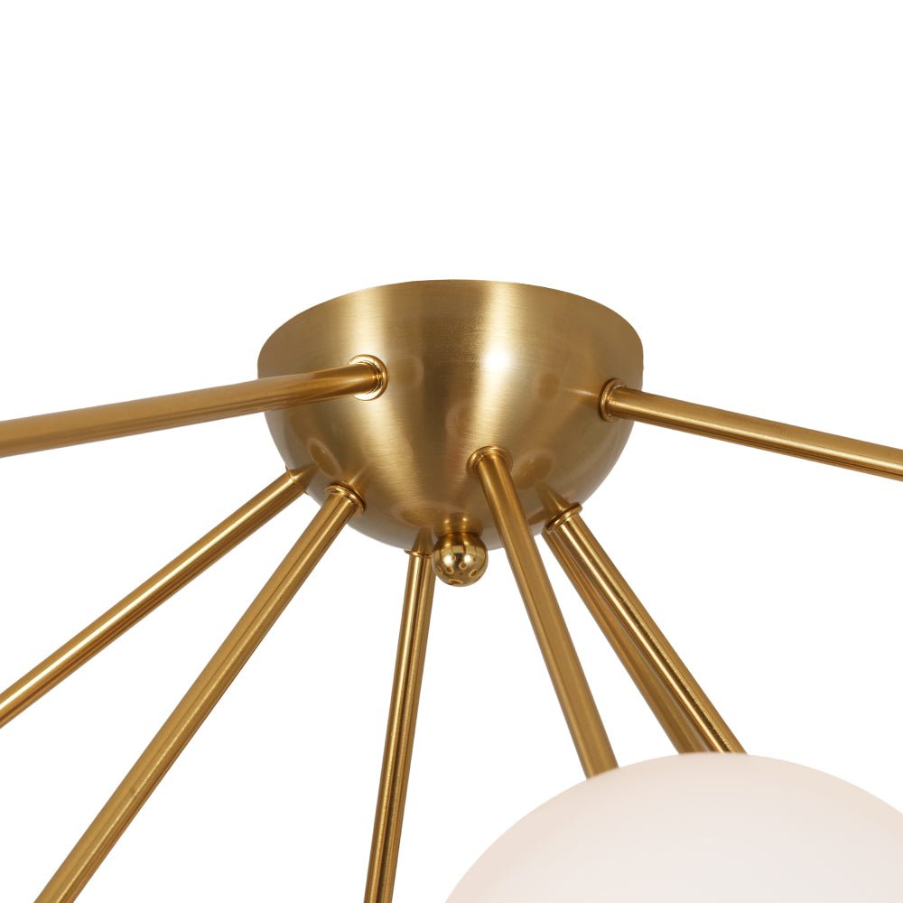 8-Light Opal Glass Bubble Sputnik Semi Flush Chandelier