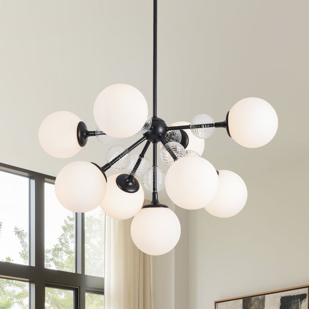 9-Light Tiered Sputnik Glass Globe Bubble Chandelier
