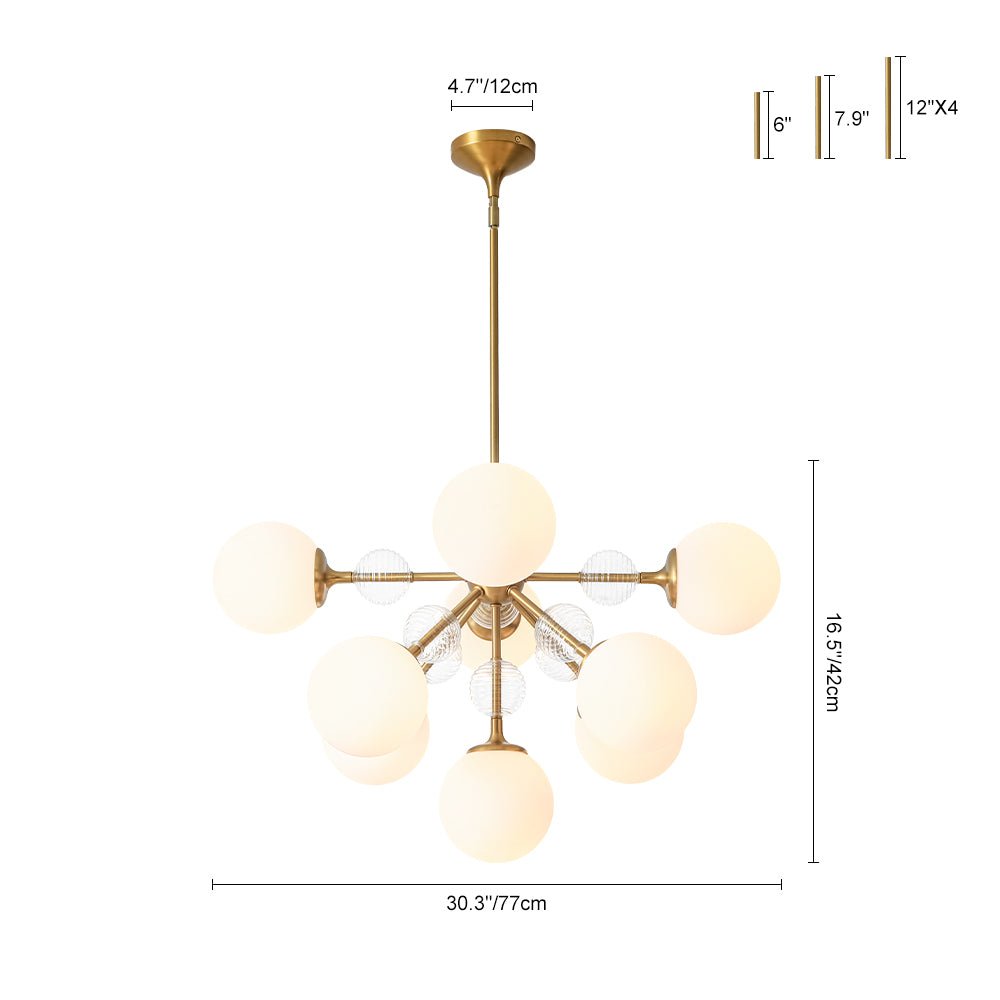 9-Light Tiered Sputnik Glass Globe Bubble Chandelier