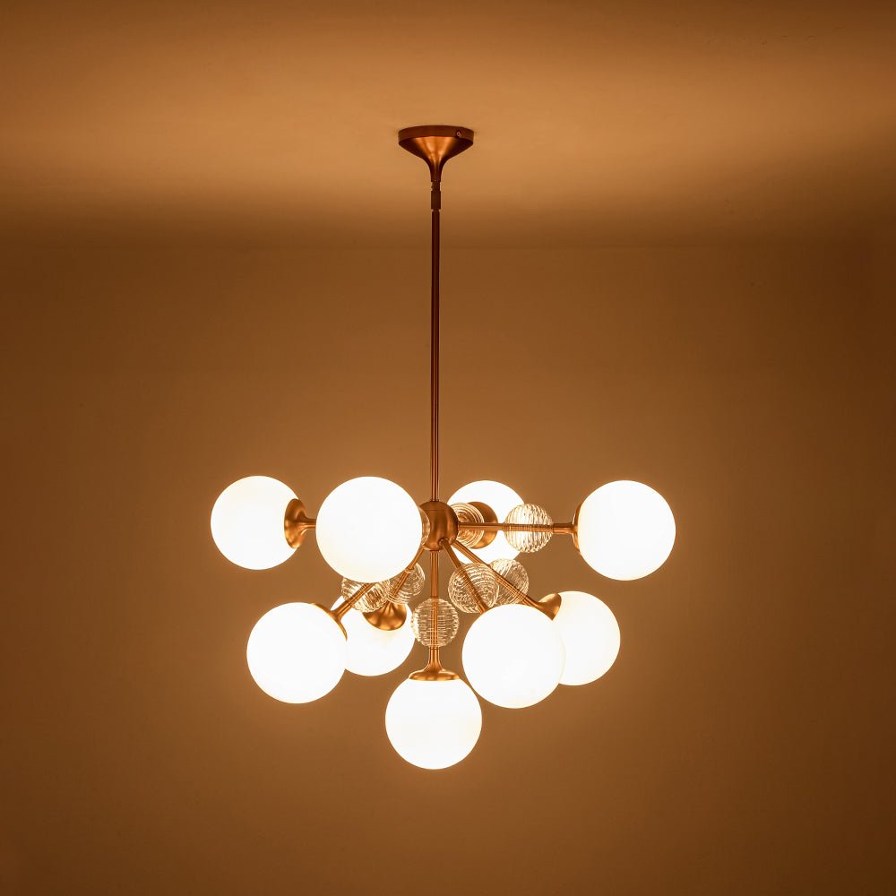 9-Light Tiered Sputnik Glass Globe Bubble Chandelier