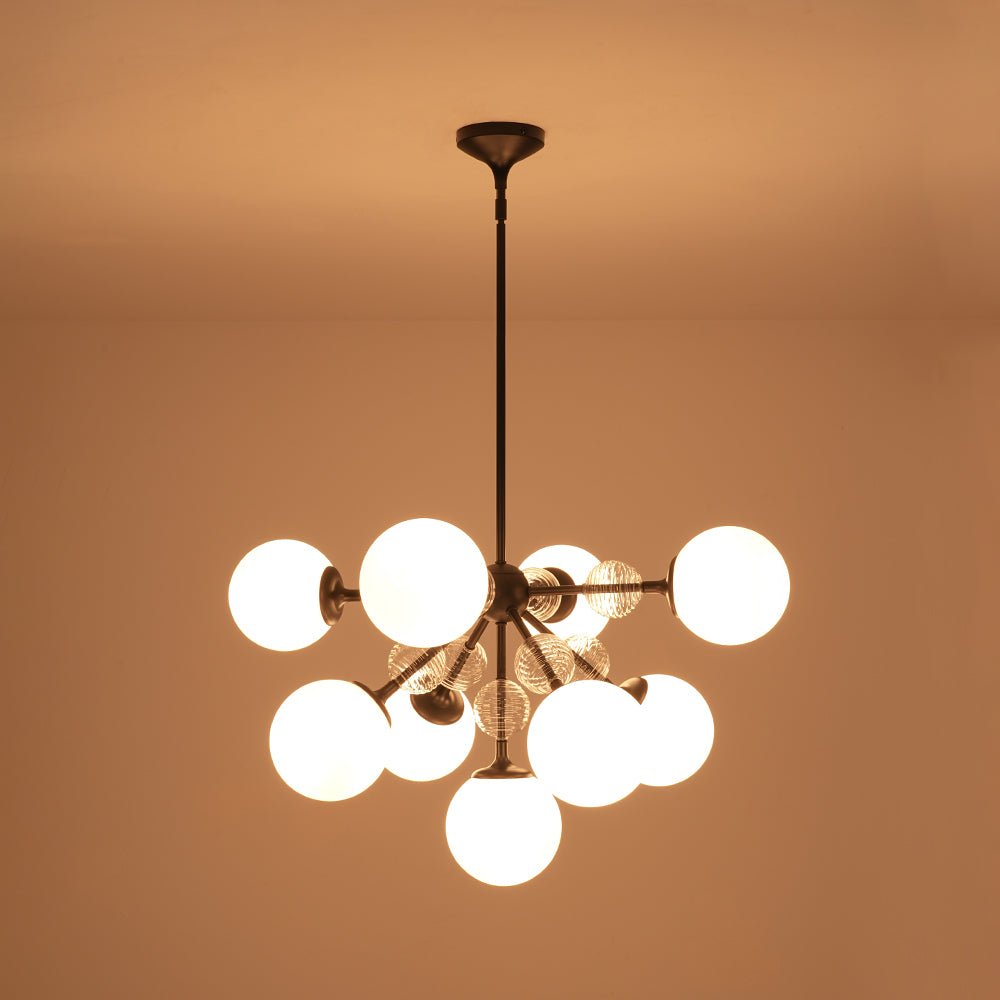9-Light Tiered Sputnik Glass Globe Bubble Chandelier