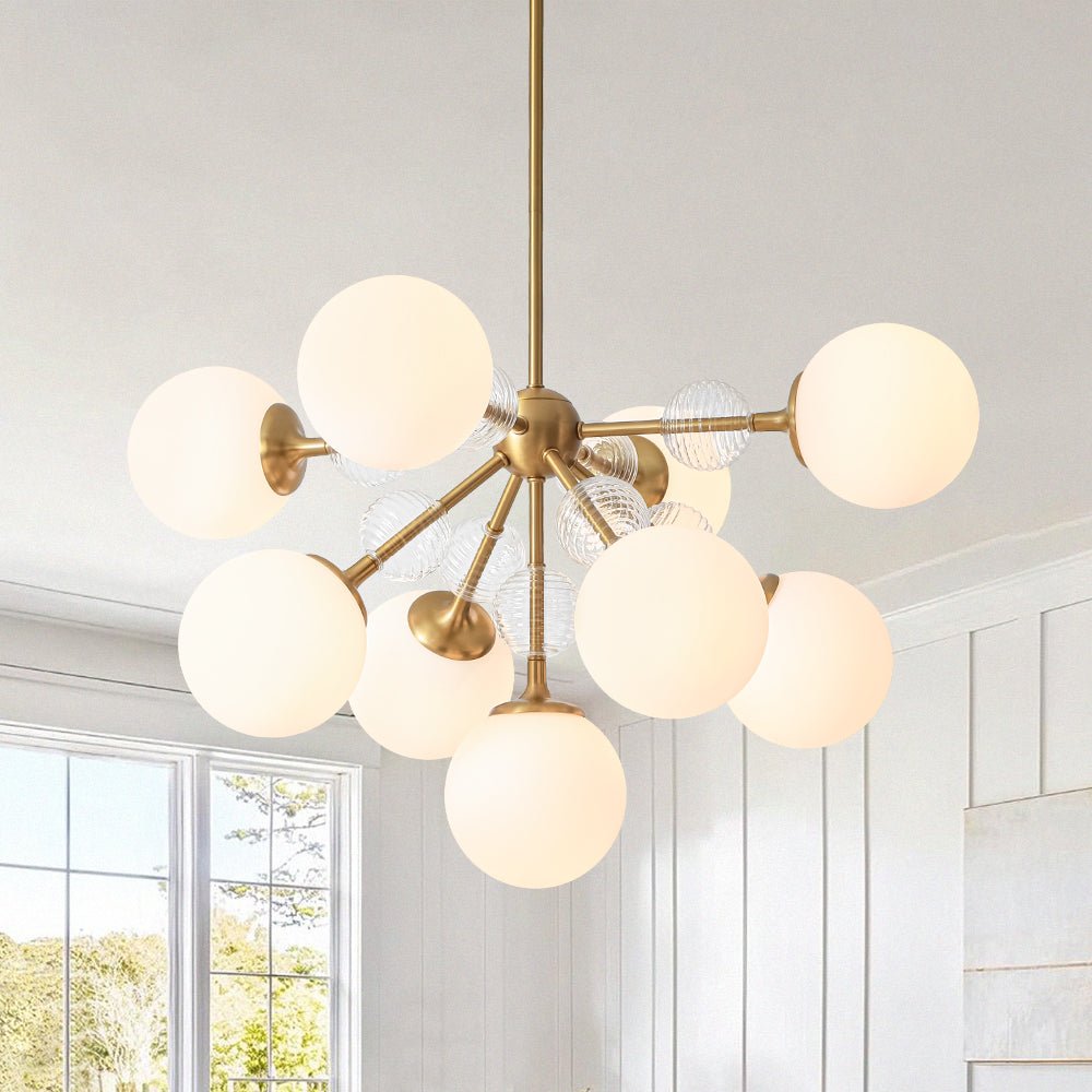 9-Light Tiered Sputnik Glass Globe Bubble Chandelier