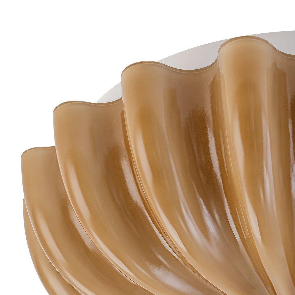 Retro Mocha Brown Glass Pleated Flower Ceiling Light