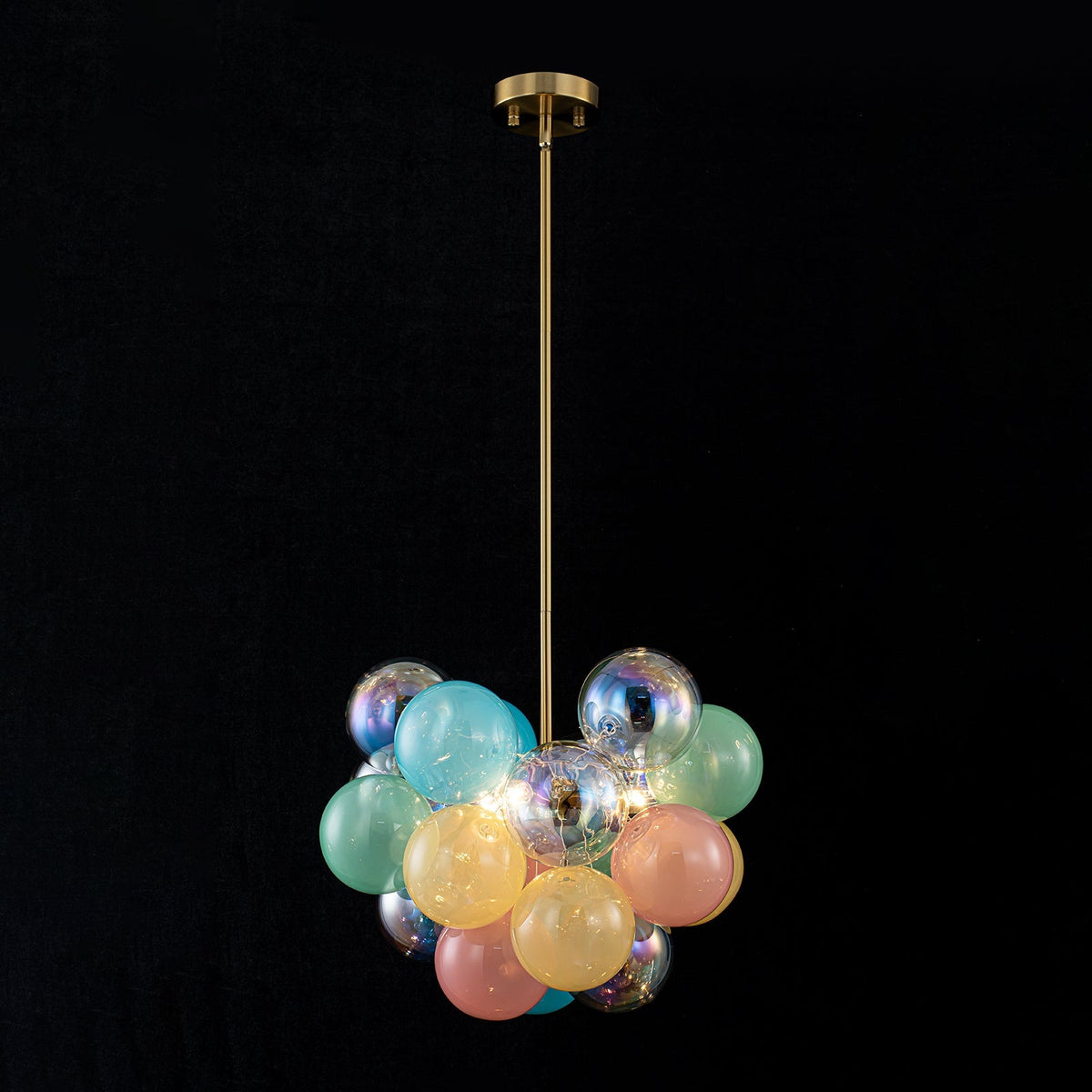 Art Deco Rainbow Cluster Colorful Glass Bubble Kids Chandelier