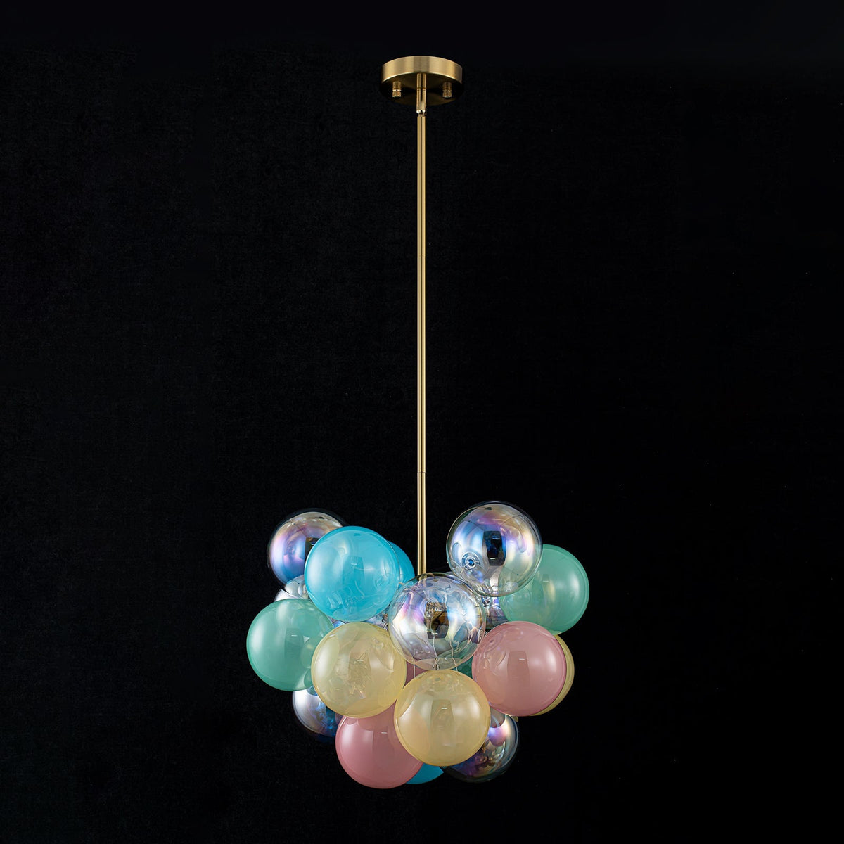 Art Deco Rainbow Cluster Colorful Glass Bubble Kids Chandelier