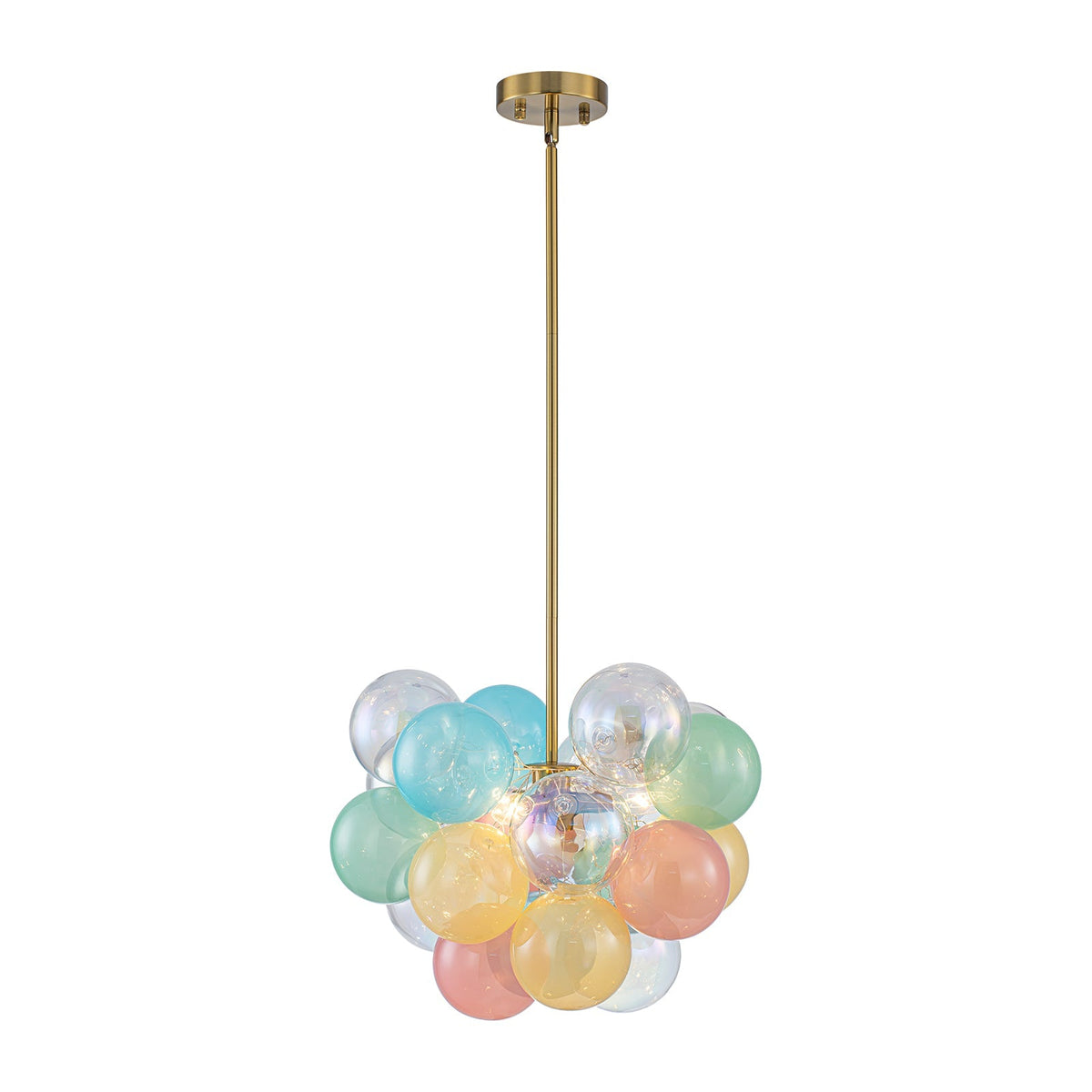 Art Deco Rainbow Cluster Colorful Glass Bubble Kids Chandelier