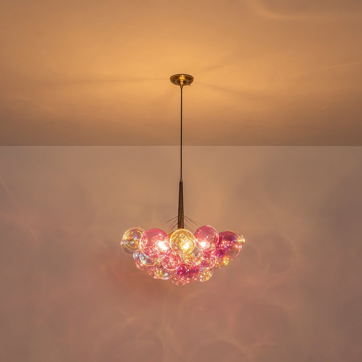 Barbie Cluster Sharp Pink Purple Glass Bubble Chandelier