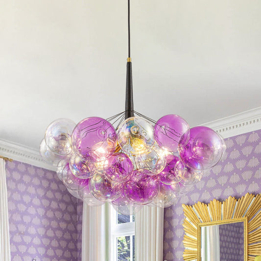 Barbie Cluster Sharp Pink Purple Glass Bubble Chandelier