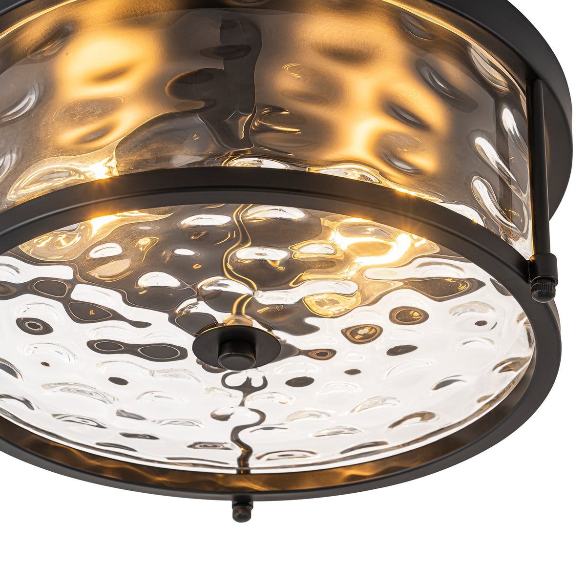 Black 2-Light Vintage Water Glass Drum Semi Flush Mount