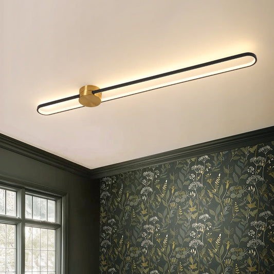 Black Brass Oval Ring Dimmable LED Semi Flush / Wall Light