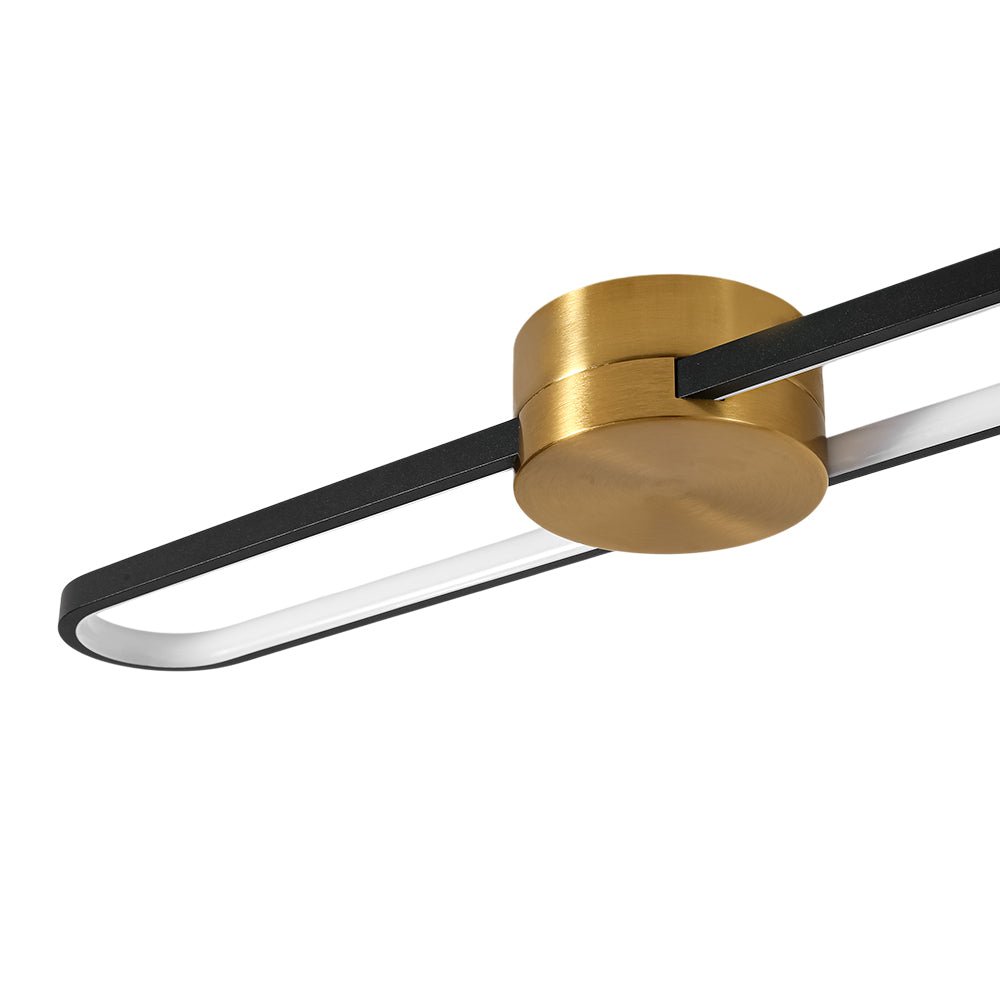 Black Brass Oval Ring Dimmable LED Semi Flush / Wall Light
