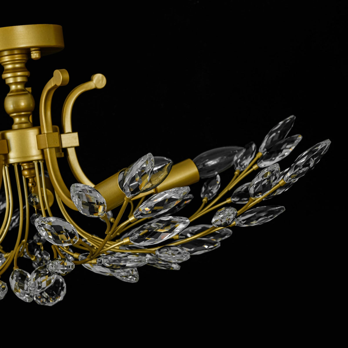 Bloom Glam Crystal Laurel Vine Brass Empire Semi Flush Mount