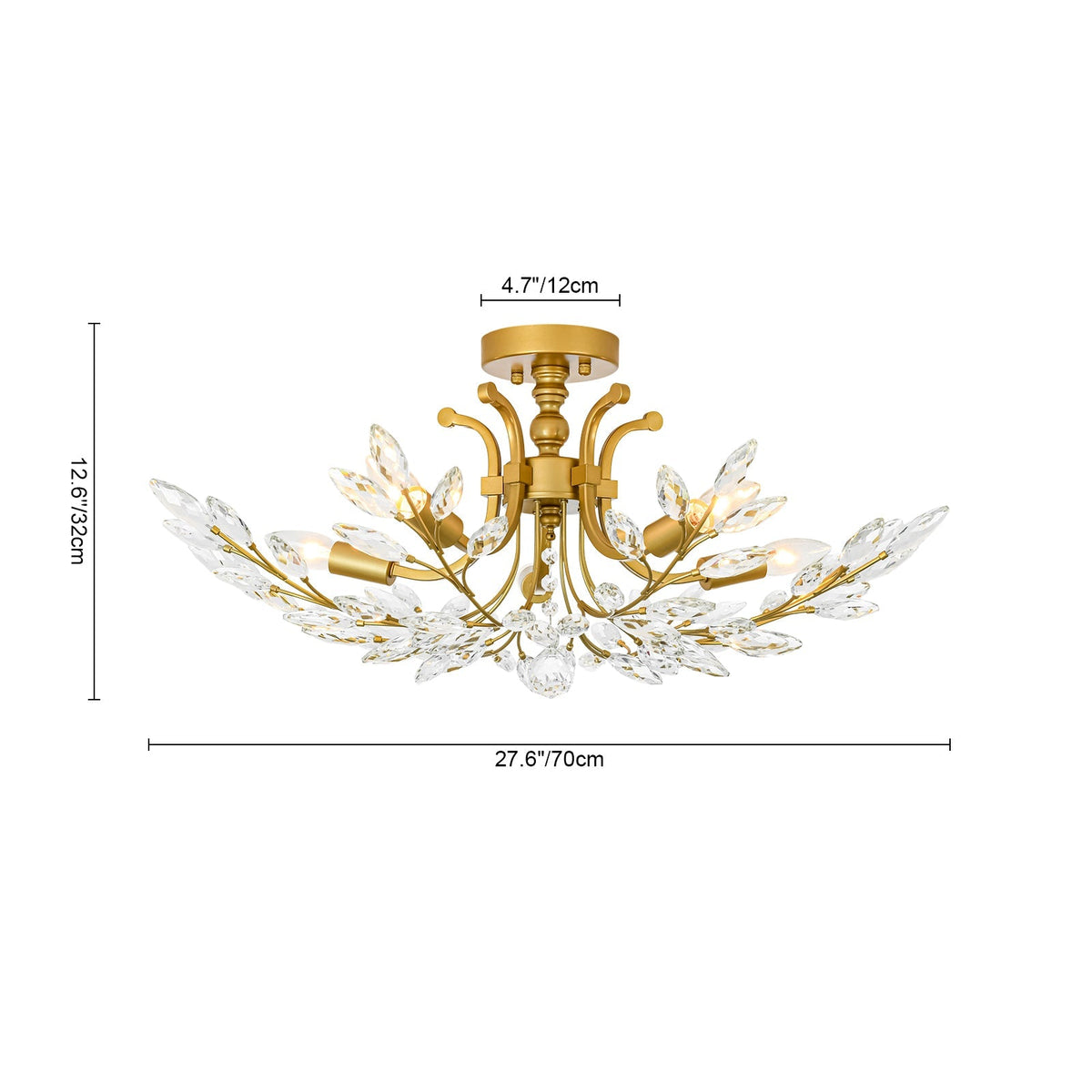 Bloom Glam Crystal Laurel Vine Brass Empire Semi Flush Mount