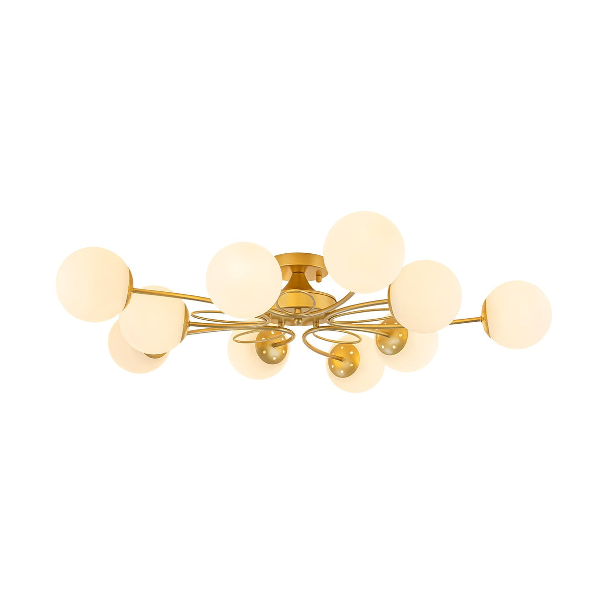 Bloom Opal Glass Globe Bubble Semi Flush Chandelier