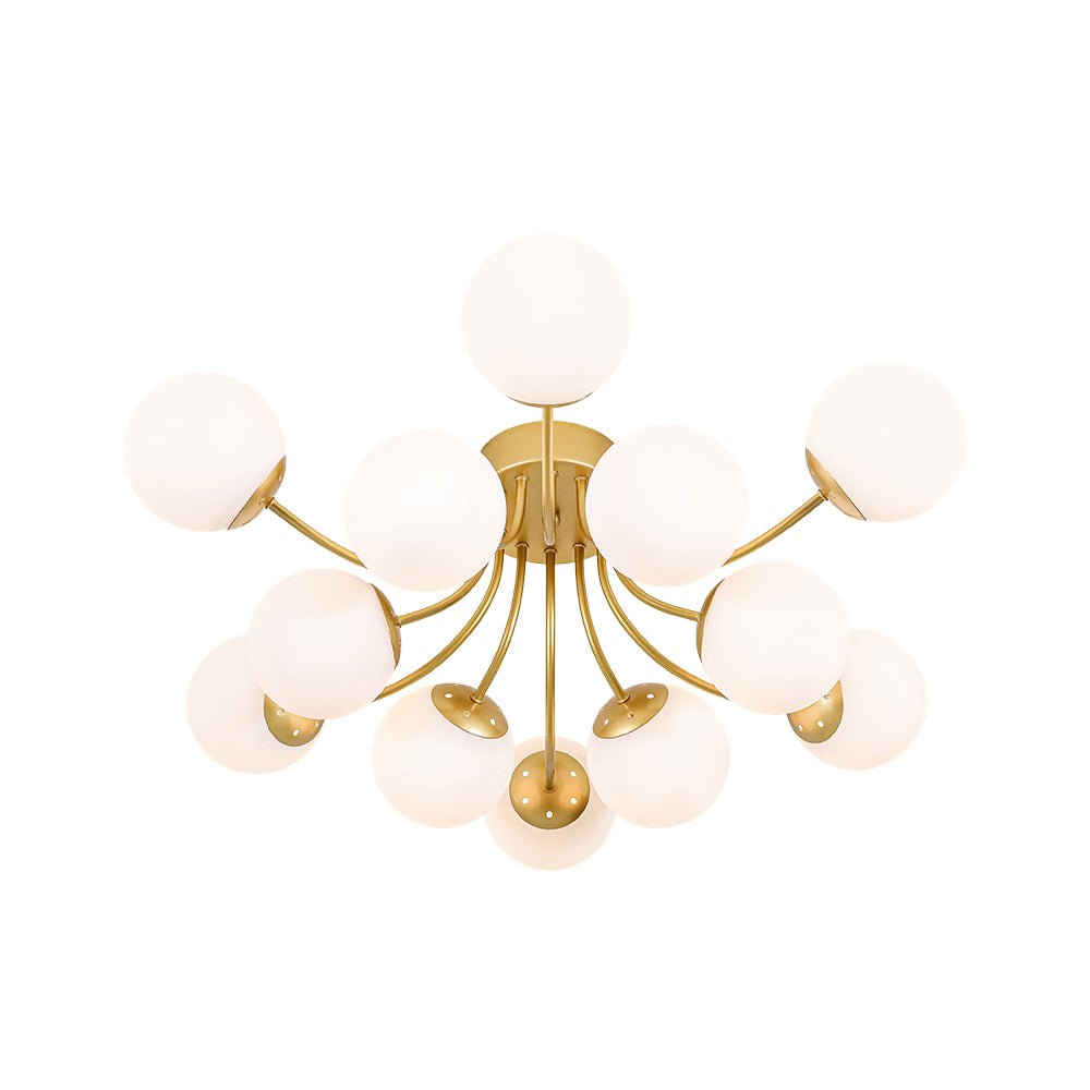 Bloom Tiered Frosted Glass Globe Bubble Semi Flush Chandelier