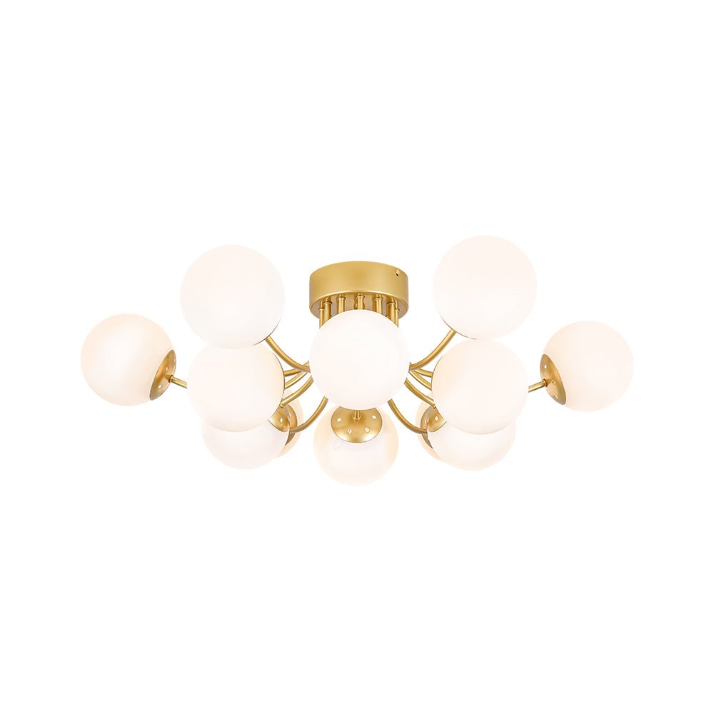 Bloom Tiered Frosted Glass Globe Bubble Semi Flush Chandelier