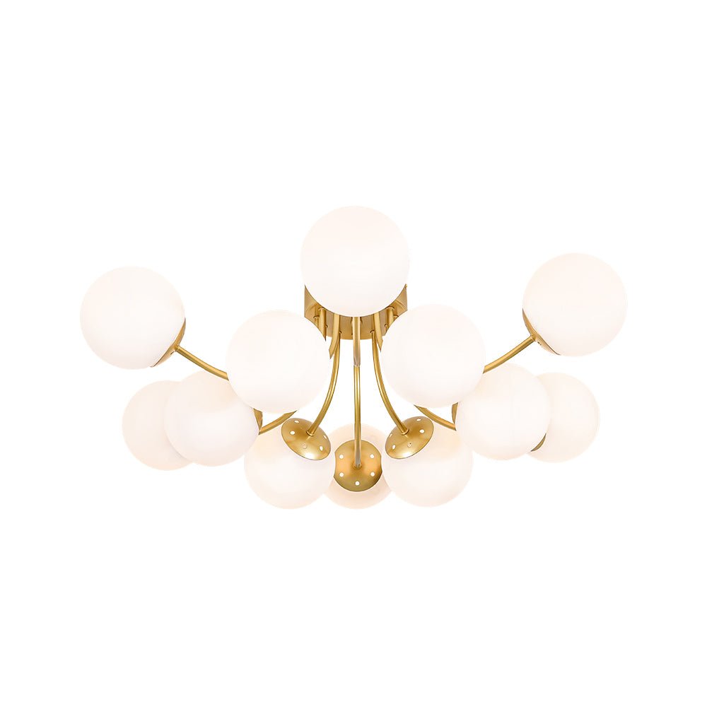 Bloom Tiered Frosted Glass Globe Bubble Semi Flush Chandelier