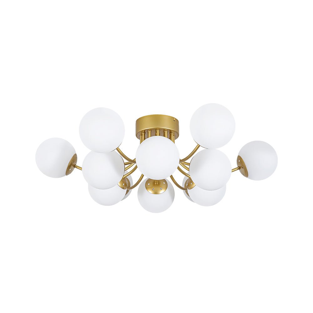 Bloom Tiered Frosted Glass Globe Bubble Semi Flush Chandelier