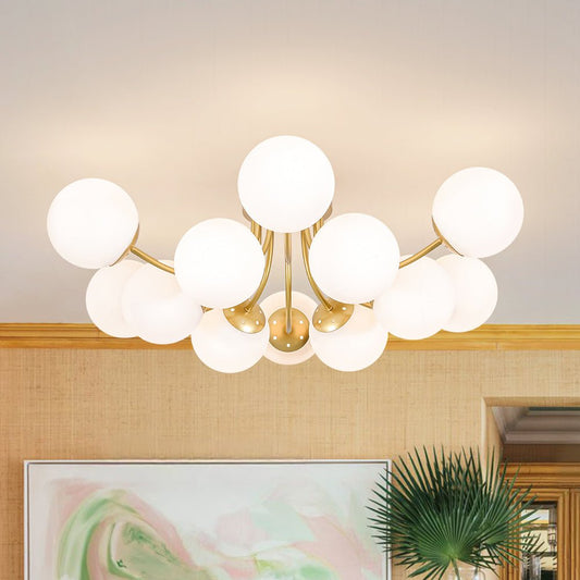 Bloom Tiered Frosted Glass Globe Bubble Semi Flush Chandelier