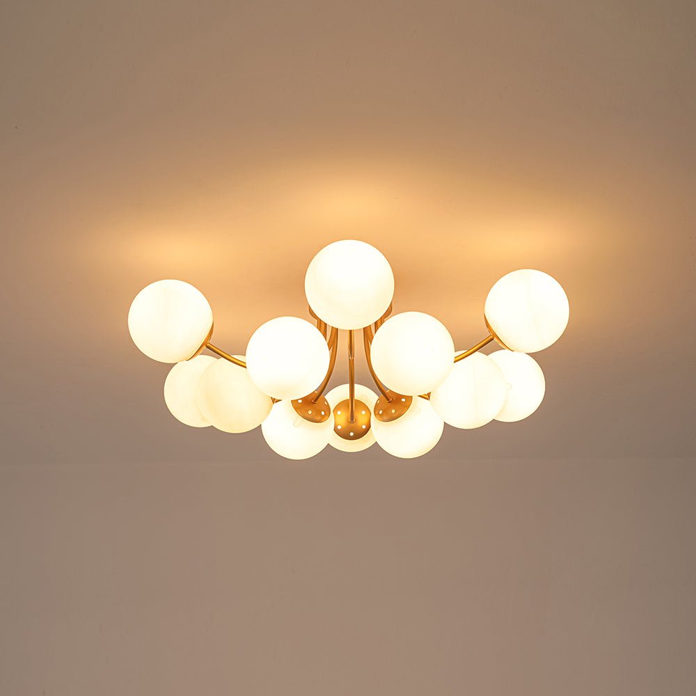 Bloom Tiered Frosted Glass Globe Bubble Semi Flush Chandelier