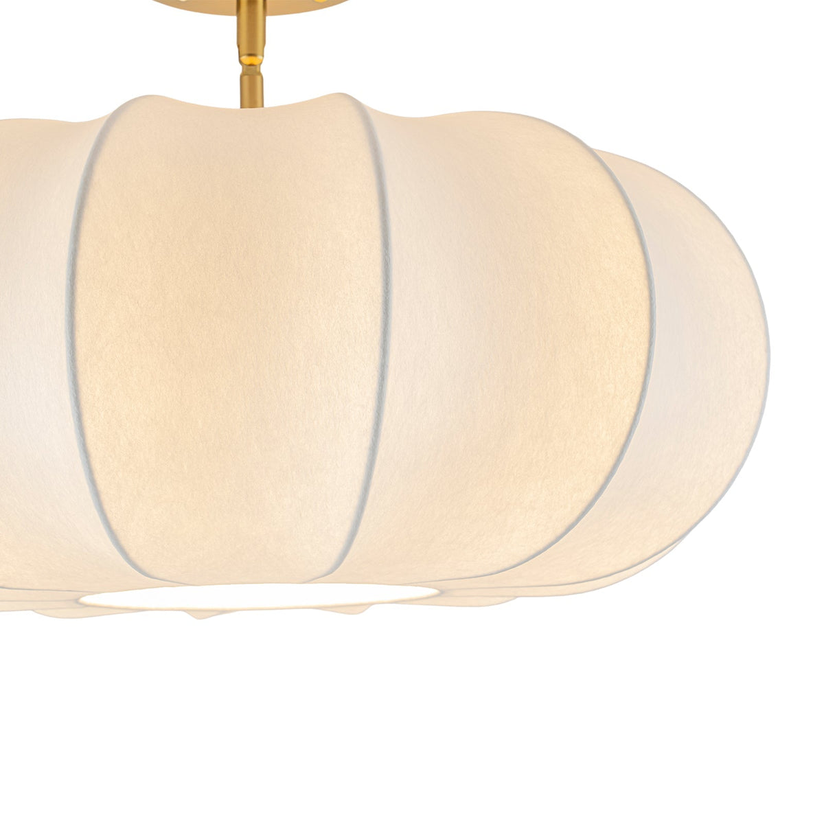 Boho Round White Silk Scalloped Cage Semi Flush Mount
