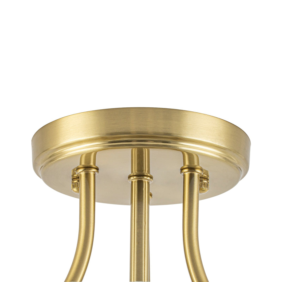 Brass 3-Light Hammered Glass Bowl Semi Flush Mount