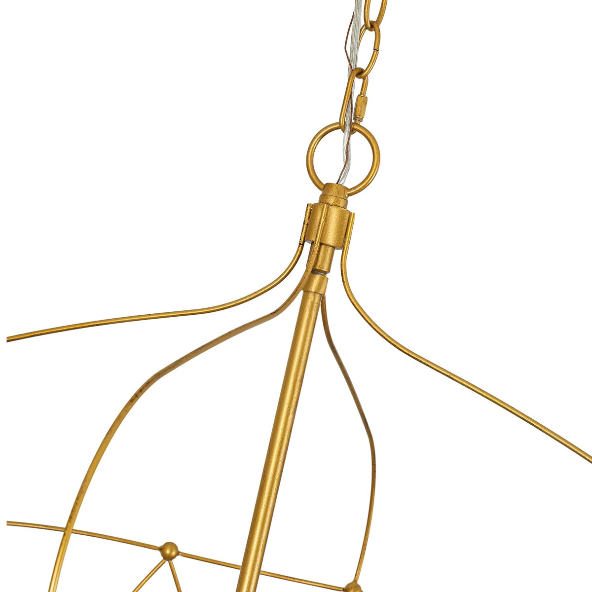 Brass 6-Light Candle Geometric Metal Drum Lantern Chandelier