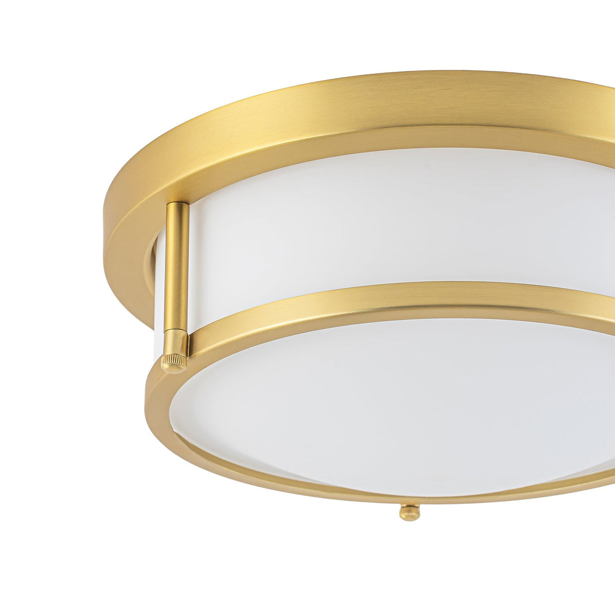 Brass Dimmable LED Round Frosted Glass Drum Ceiling Light