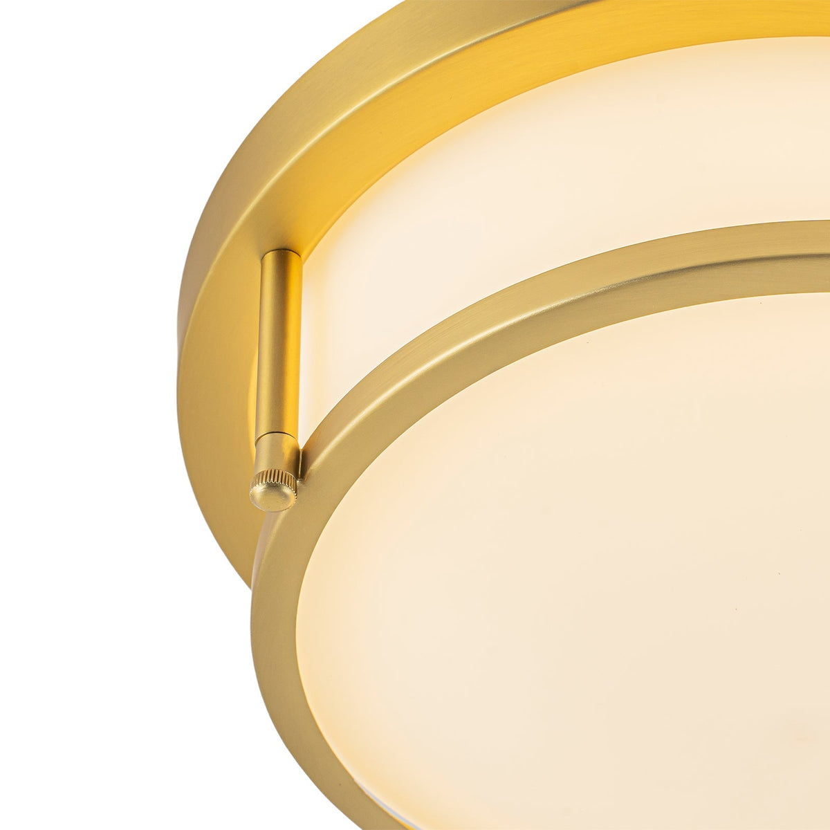 Brass Dimmable LED Round Frosted Glass Drum Ceiling Light