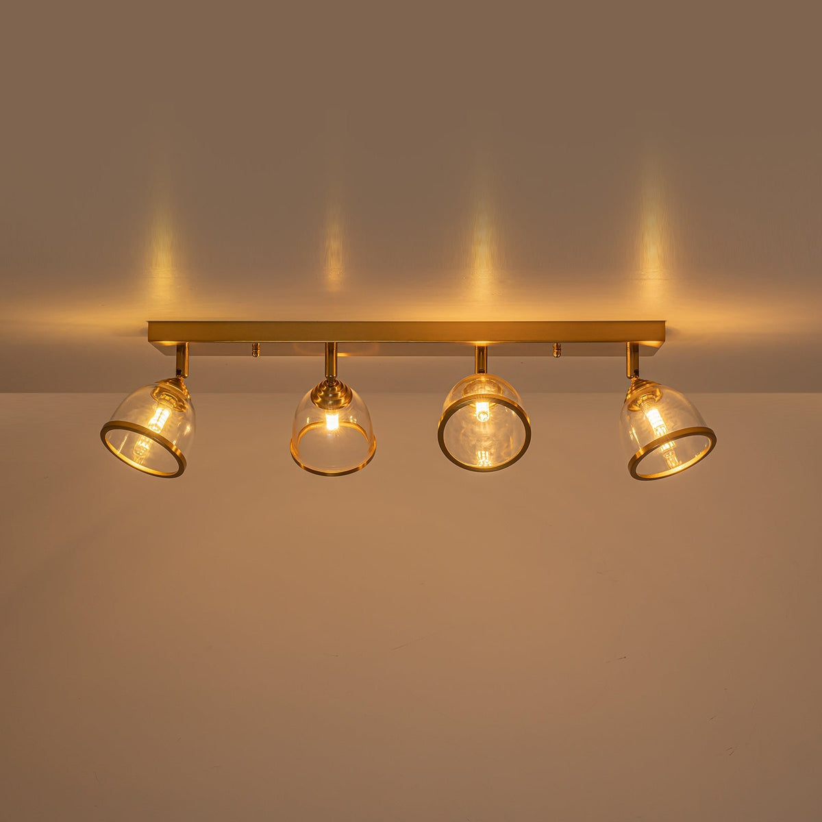 Brass Spotlight Adjustable Glass Bell Linear Semi Flush Track Light