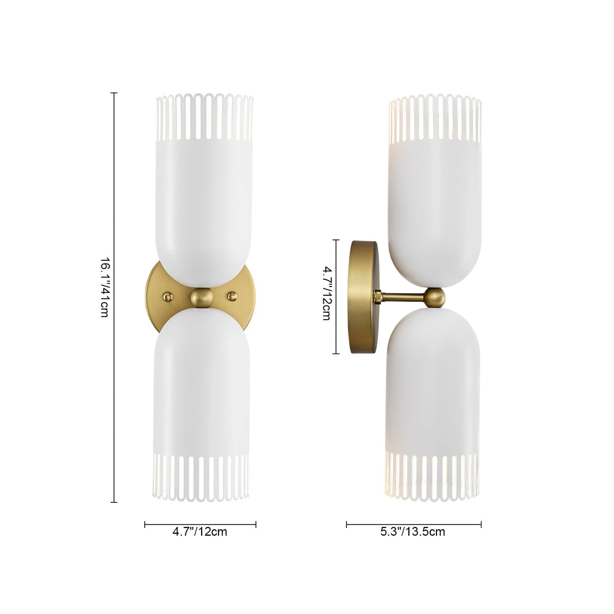 Brass White Tulip 2-Light Up Down Hourglass Vanity Wall Sconce
