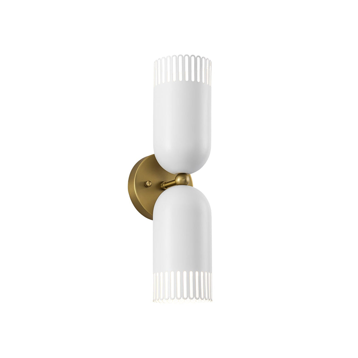 Brass White Tulip 2-Light Up Down Hourglass Vanity Wall Sconce