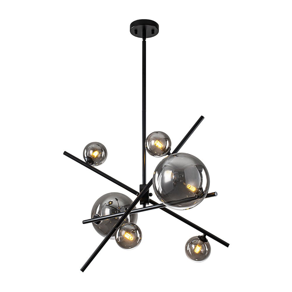 Celestial 6-Light Smoked Glass Globe Adjustable Sputnik Chandelier