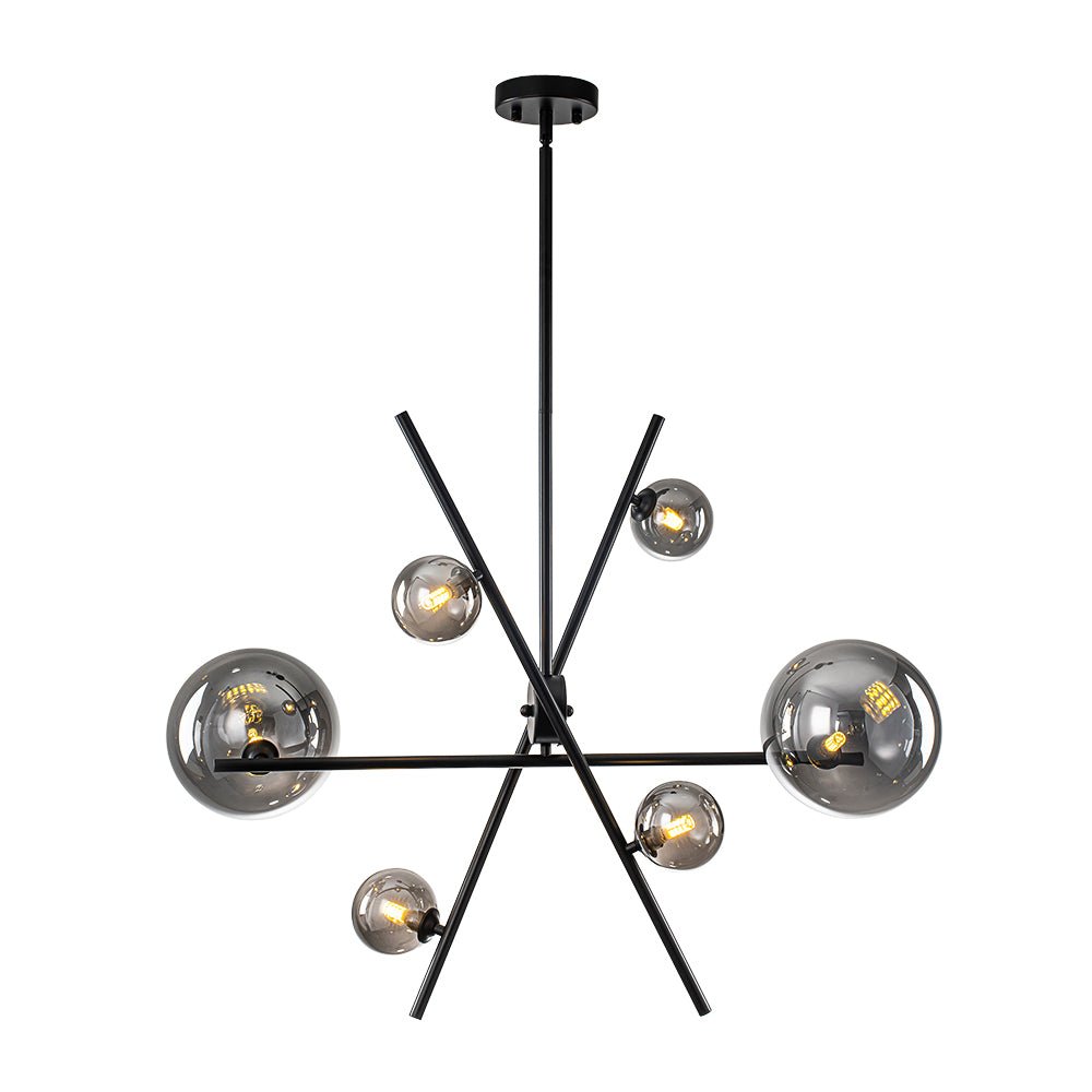 Celestial 6-Light Smoked Glass Globe Adjustable Sputnik Chandelier
