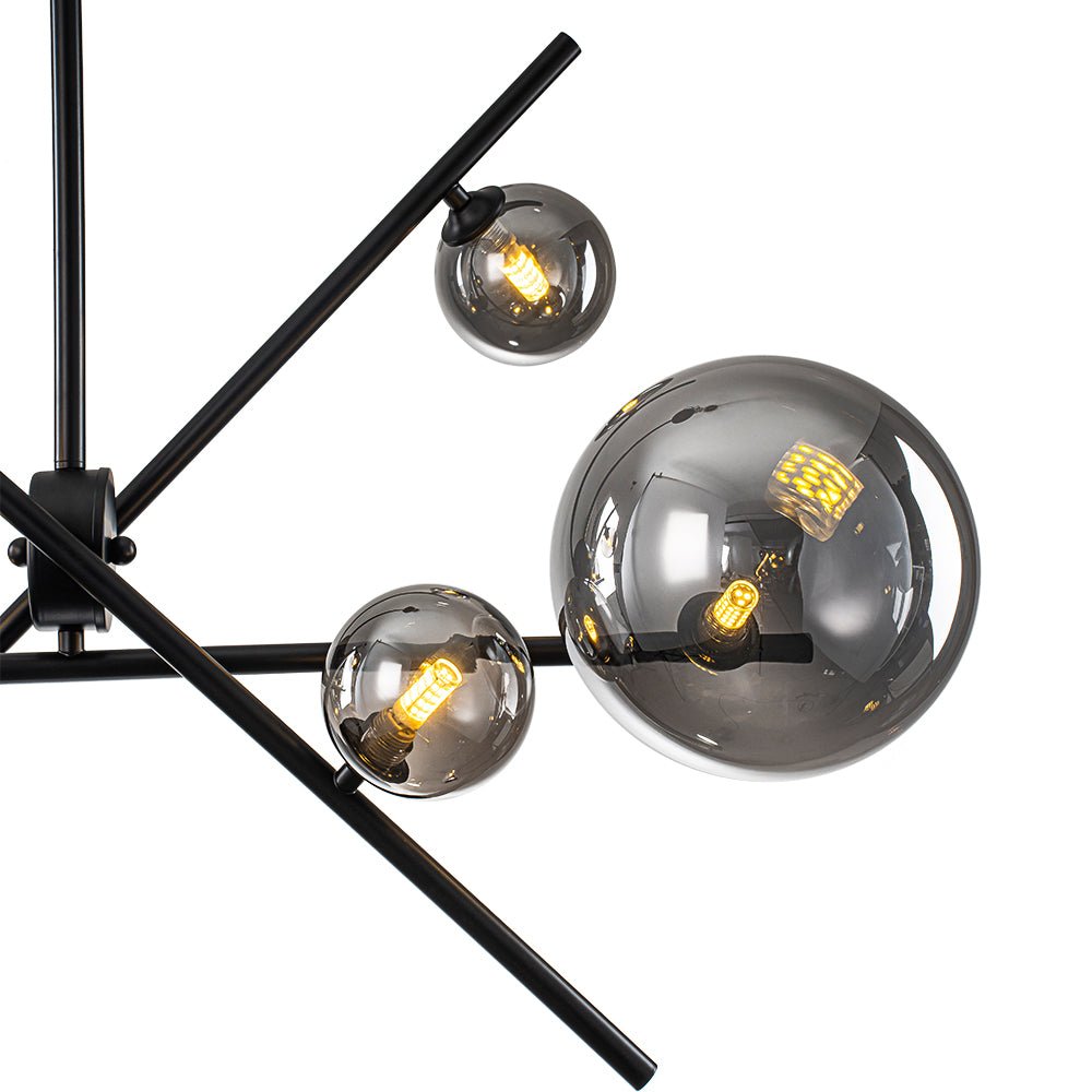 Celestial 6-Light Smoked Glass Globe Adjustable Sputnik Chandelier