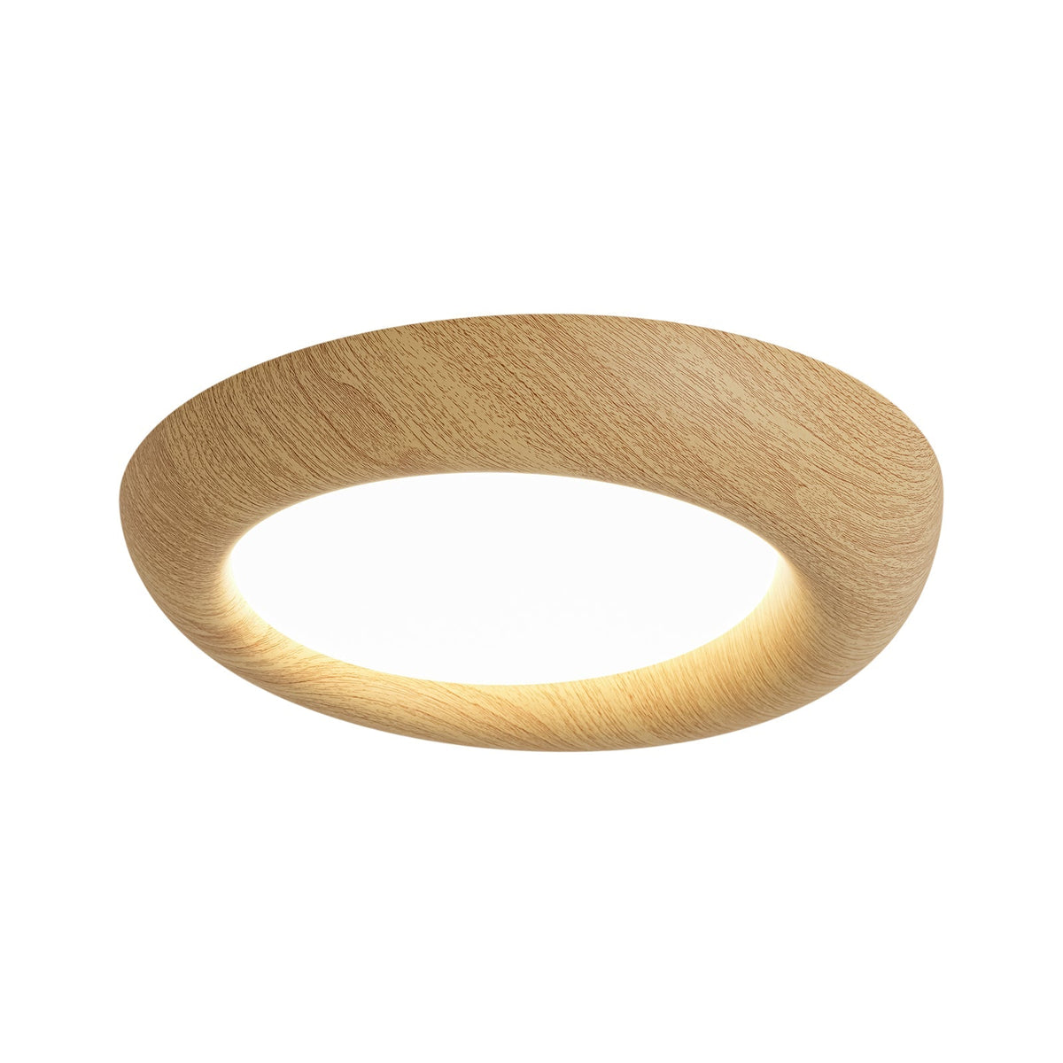 Crater Rustic Wood Grain Dimmable LED Flush Mount Light