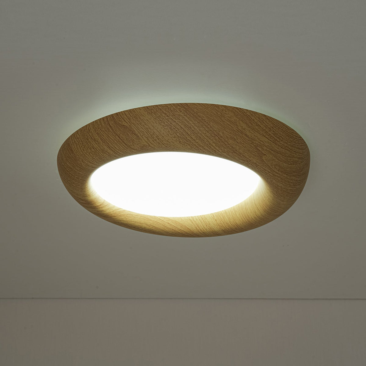 Crater Rustic Wood Grain Dimmable LED Flush Mount Light