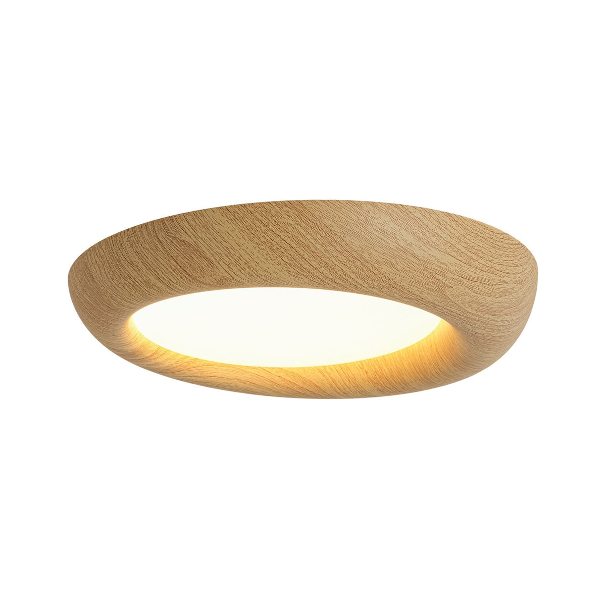 Crater Rustic Wood Grain Dimmable LED Flush Mount Light