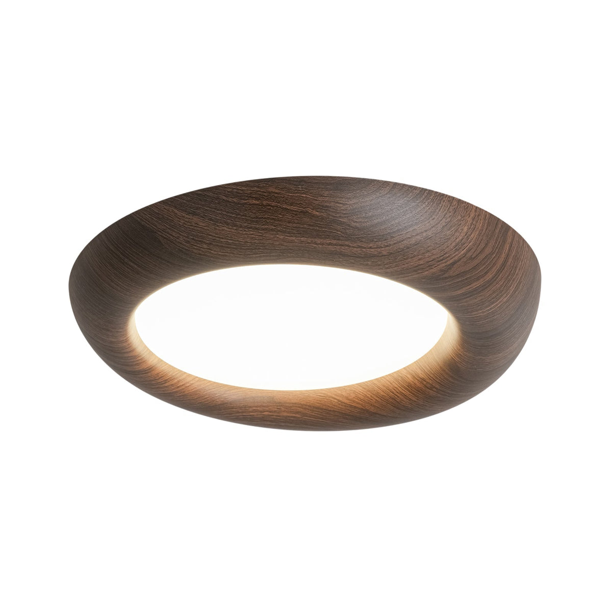 Crater Rustic Wood Grain Dimmable LED Flush Mount Light