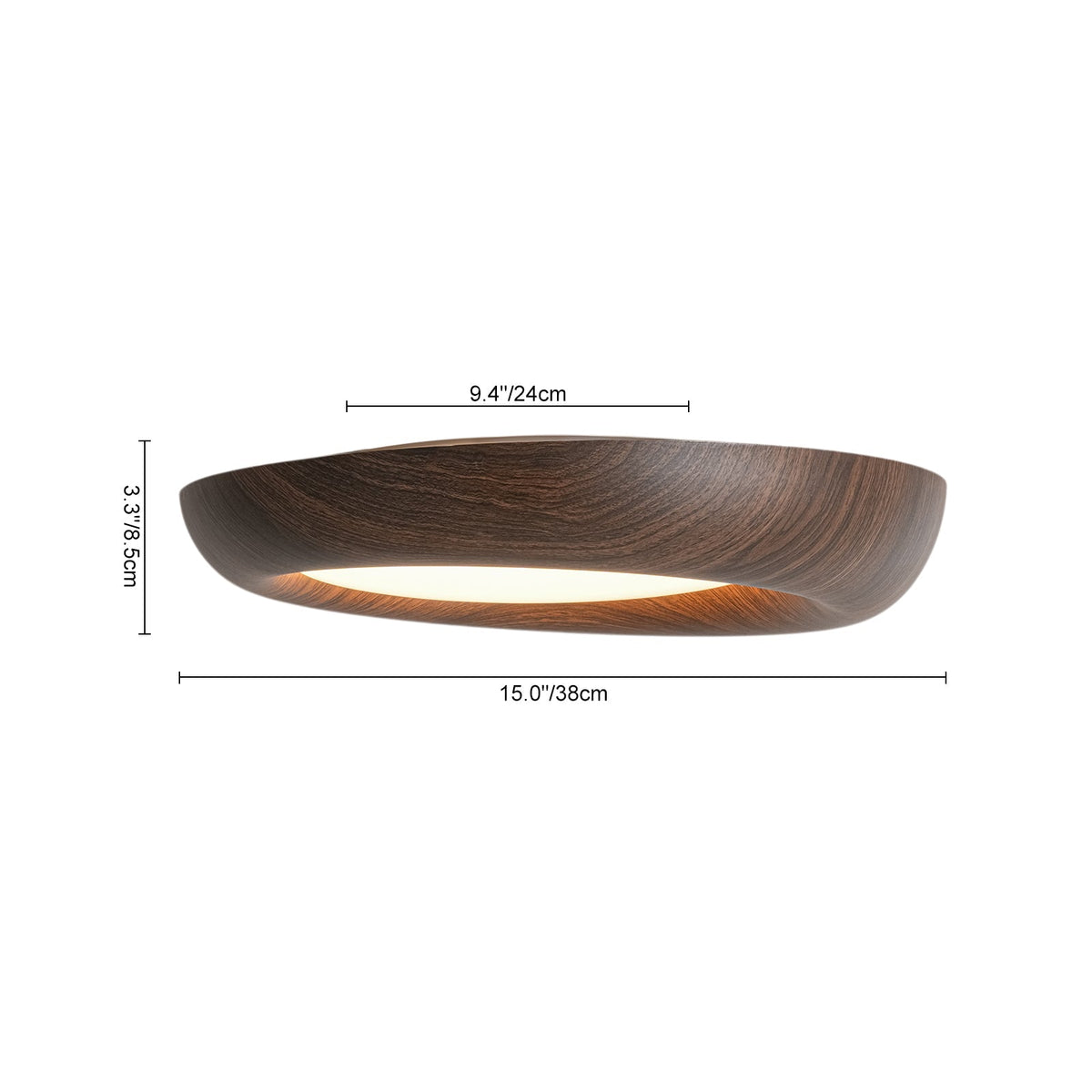 Crater Rustic Wood Grain Dimmable LED Flush Mount Light