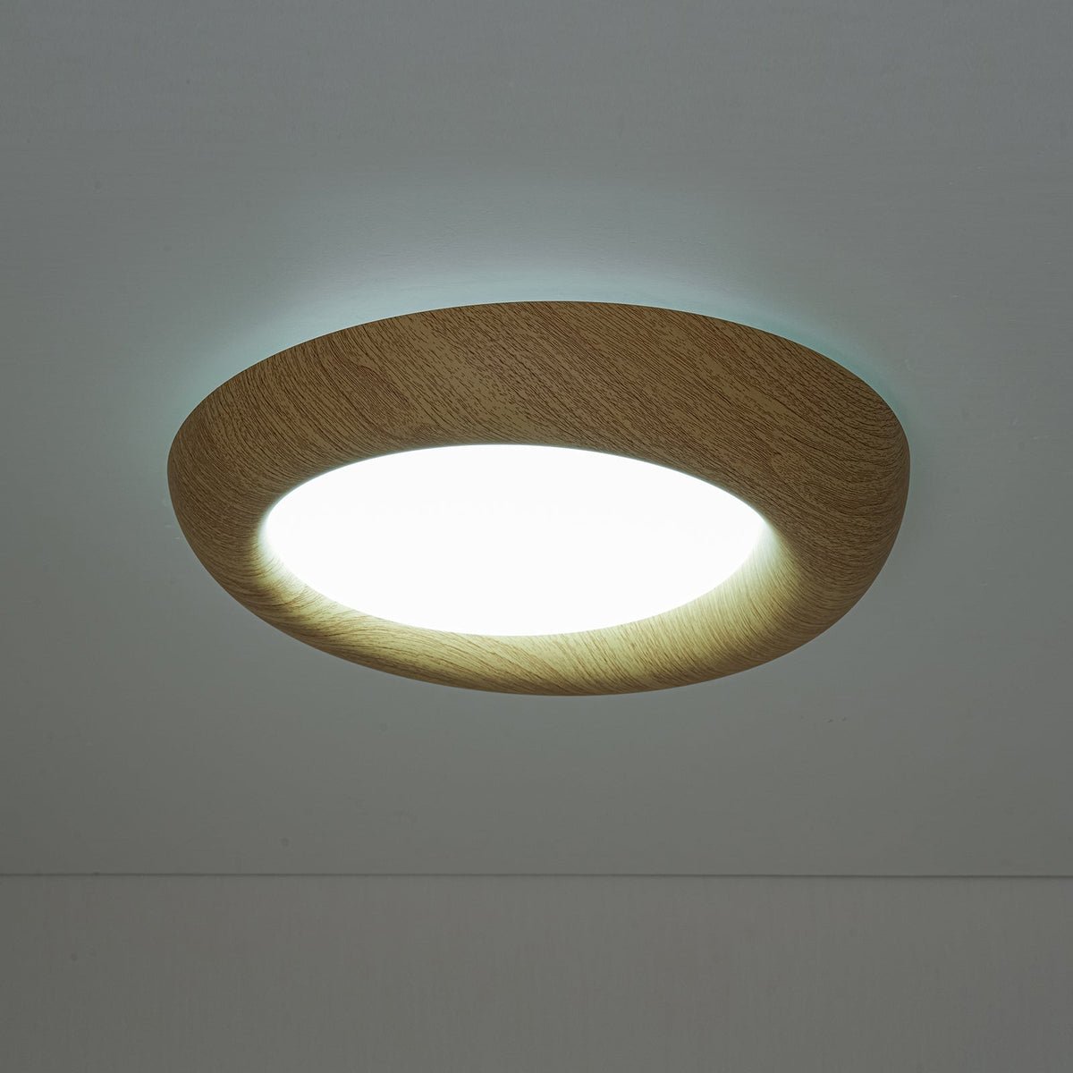 Crater Rustic Wood Grain Dimmable LED Flush Mount Light
