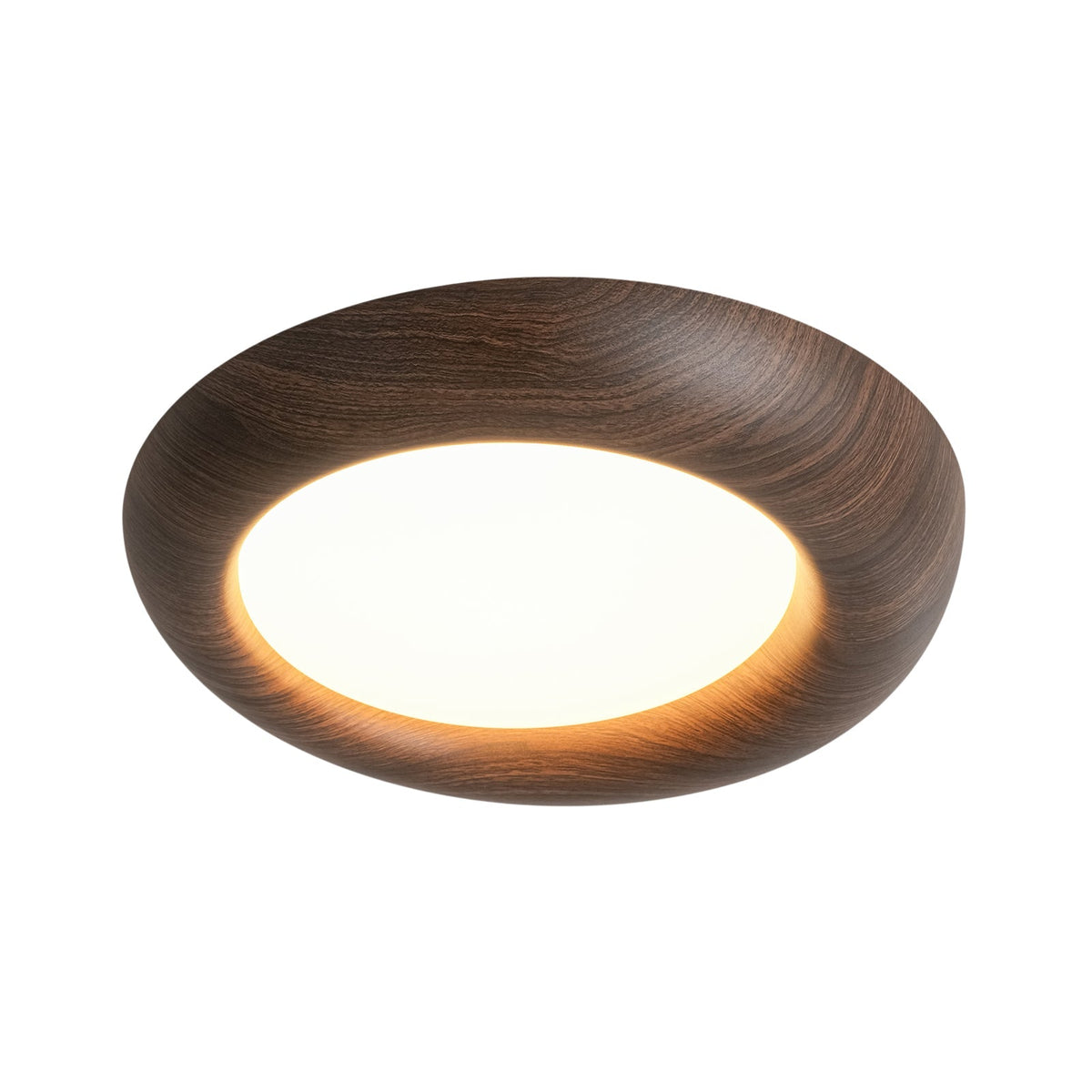 Crater Rustic Wood Grain Dimmable LED Flush Mount Light
