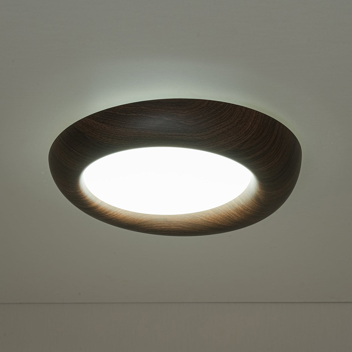 Crater Rustic Wood Grain Dimmable LED Flush Mount Light